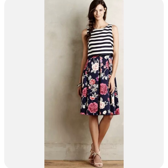 Moulinette Seours Cut Back Big Floral Midi Skirt Dress 0